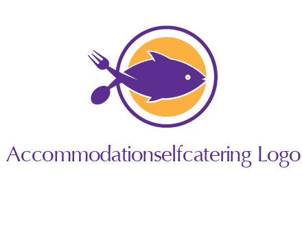 spoon fork and fish in circle restaurant logo