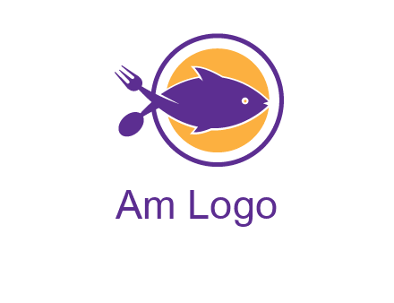 spoon fork and fish in circle restaurant logo