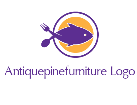spoon fork and fish in circle restaurant logo