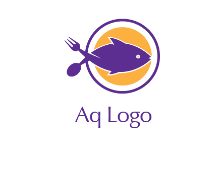 spoon fork and fish in circle restaurant logo