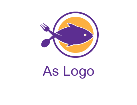 spoon fork and fish in circle restaurant logo