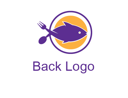 spoon fork and fish in circle restaurant logo