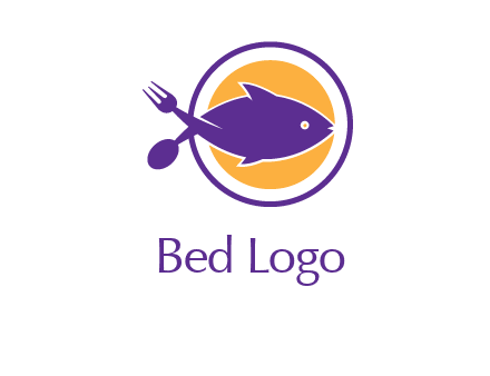 spoon fork and fish in circle restaurant logo
