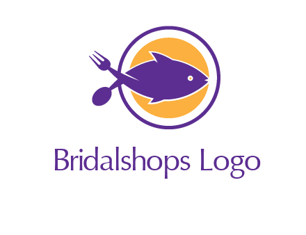 spoon fork and fish in circle restaurant logo