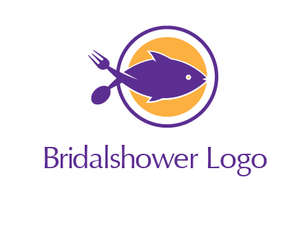 spoon fork and fish in circle restaurant logo
