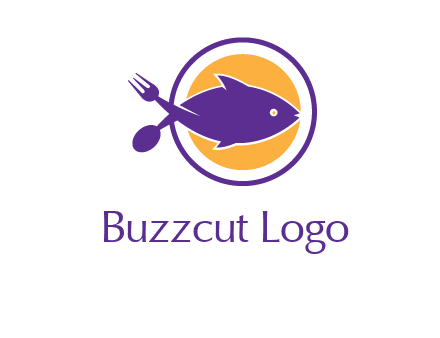 spoon fork and fish in circle restaurant logo