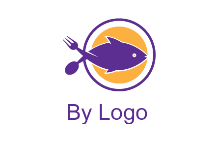 spoon fork and fish in circle restaurant logo