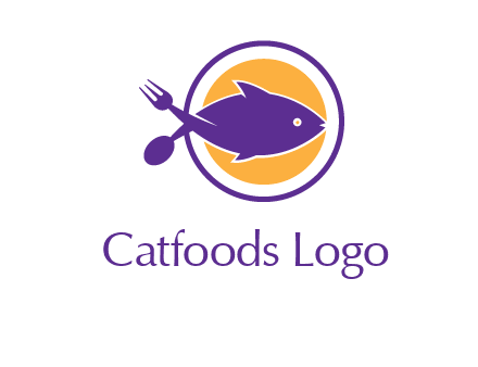 spoon fork and fish in circle restaurant logo