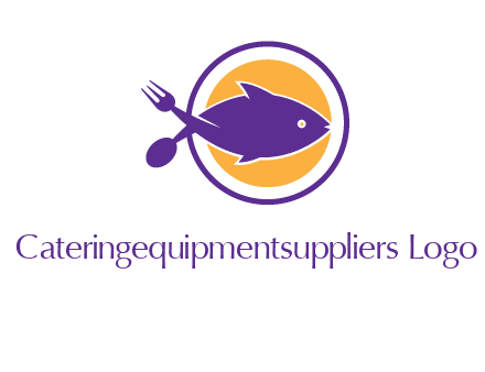 spoon fork and fish in circle restaurant logo