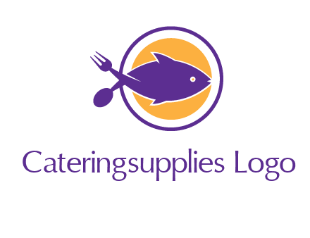 spoon fork and fish in circle restaurant logo
