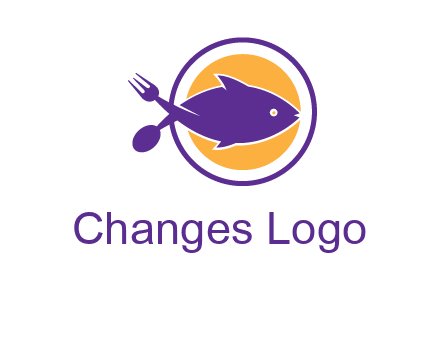 spoon fork and fish in circle restaurant logo