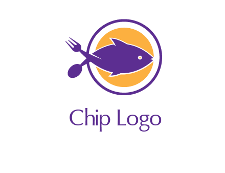 spoon fork and fish in circle restaurant logo