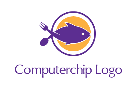 spoon fork and fish in circle restaurant logo