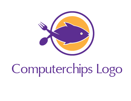 spoon fork and fish in circle restaurant logo