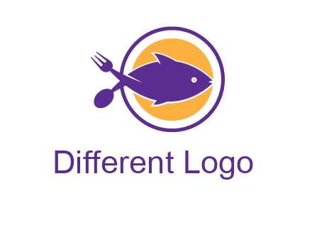 spoon fork and fish in circle restaurant logo