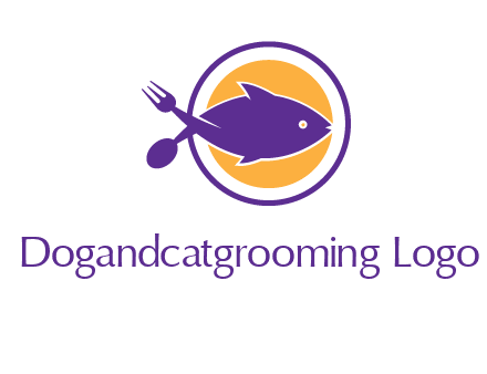 spoon fork and fish in circle restaurant logo