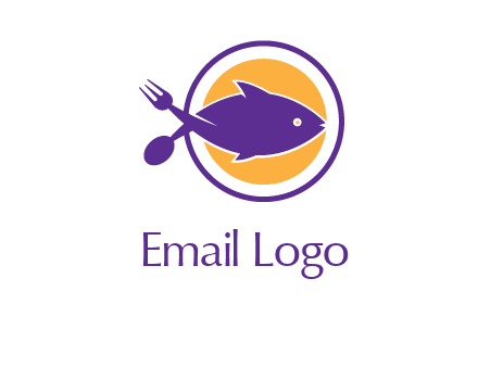 spoon fork and fish in circle restaurant logo