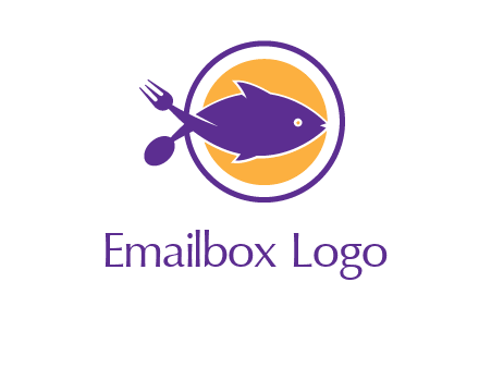 spoon fork and fish in circle restaurant logo