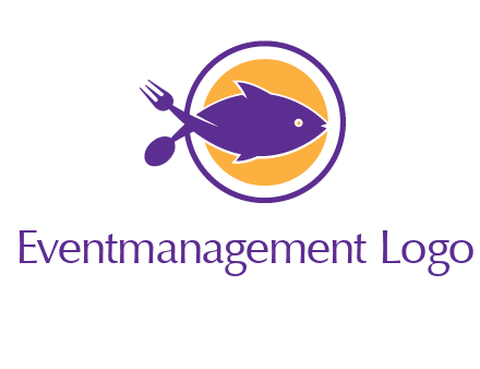 spoon fork and fish in circle restaurant logo