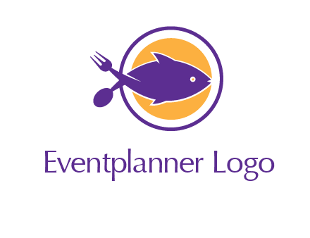 spoon fork and fish in circle restaurant logo