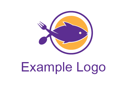 spoon fork and fish in circle restaurant logo