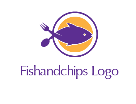 spoon fork and fish in circle restaurant logo