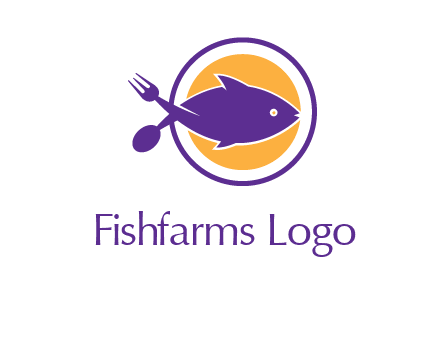 spoon fork and fish in circle restaurant logo