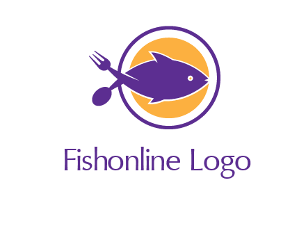 spoon fork and fish in circle restaurant logo