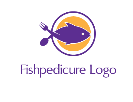 spoon fork and fish in circle restaurant logo