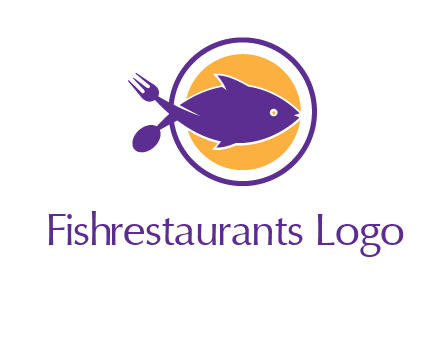 spoon fork and fish in circle restaurant logo