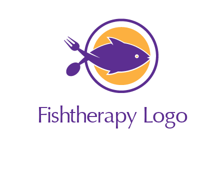 spoon fork and fish in circle restaurant logo