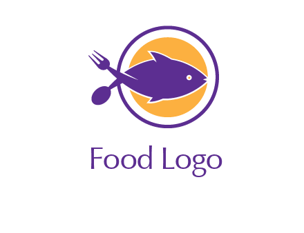 spoon fork and fish in circle restaurant logo