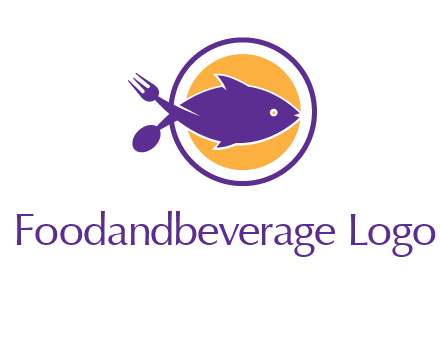 spoon fork and fish in circle restaurant logo