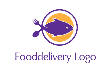 spoon fork and fish in circle restaurant logo