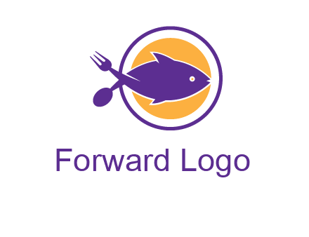 spoon fork and fish in circle restaurant logo