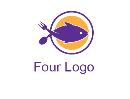 spoon fork and fish in circle restaurant logo