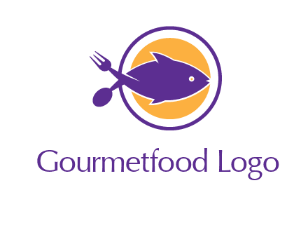 spoon fork and fish in circle restaurant logo