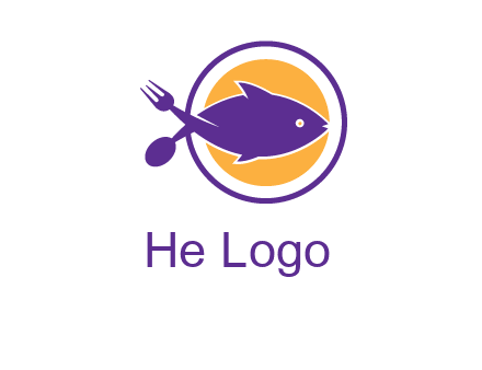 spoon fork and fish in circle restaurant logo