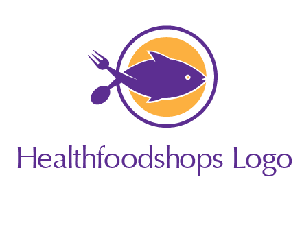 spoon fork and fish in circle restaurant logo