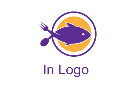 spoon fork and fish in circle restaurant logo