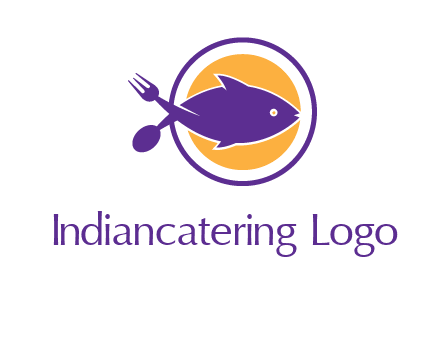 spoon fork and fish in circle restaurant logo