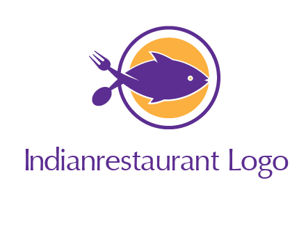 spoon fork and fish in circle restaurant logo