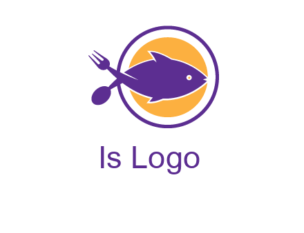 spoon fork and fish in circle restaurant logo