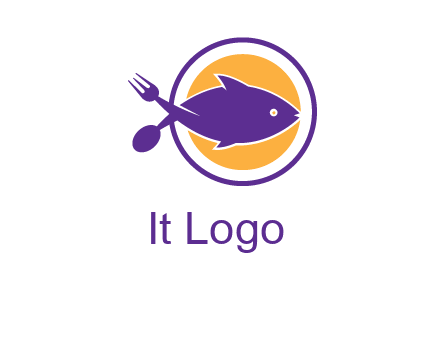 spoon fork and fish in circle restaurant logo