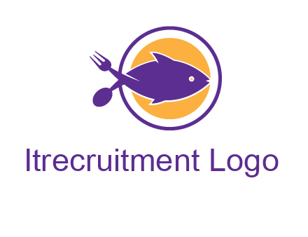 spoon fork and fish in circle restaurant logo