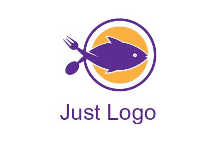 spoon fork and fish in circle restaurant logo