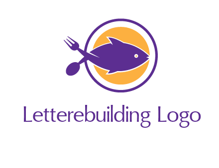 spoon fork and fish in circle restaurant logo