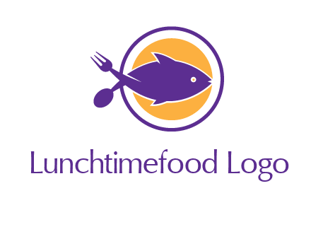 spoon fork and fish in circle restaurant logo