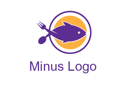 spoon fork and fish in circle restaurant logo