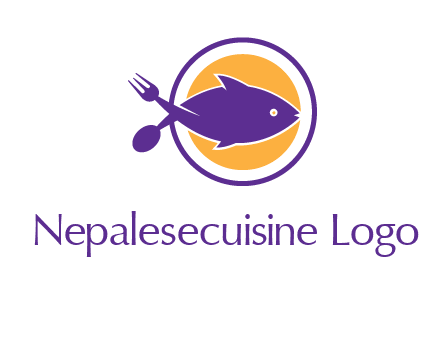 spoon fork and fish in circle restaurant logo